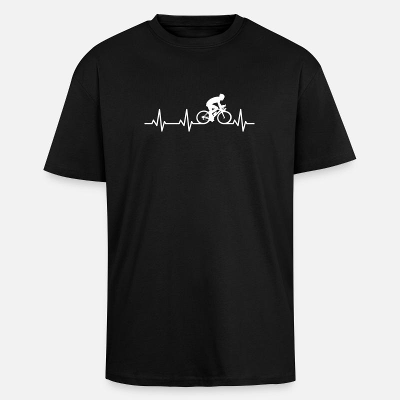 Herzschlag Radfahrer - Oversized Heavyweight Unisex T-Shirt - Schwarz