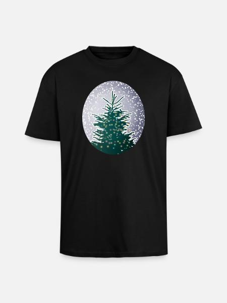 beleuchteter Weihnachtsbaum im Schnee - Oversized Heavyweight Unisex T-Shirt - Schwarz