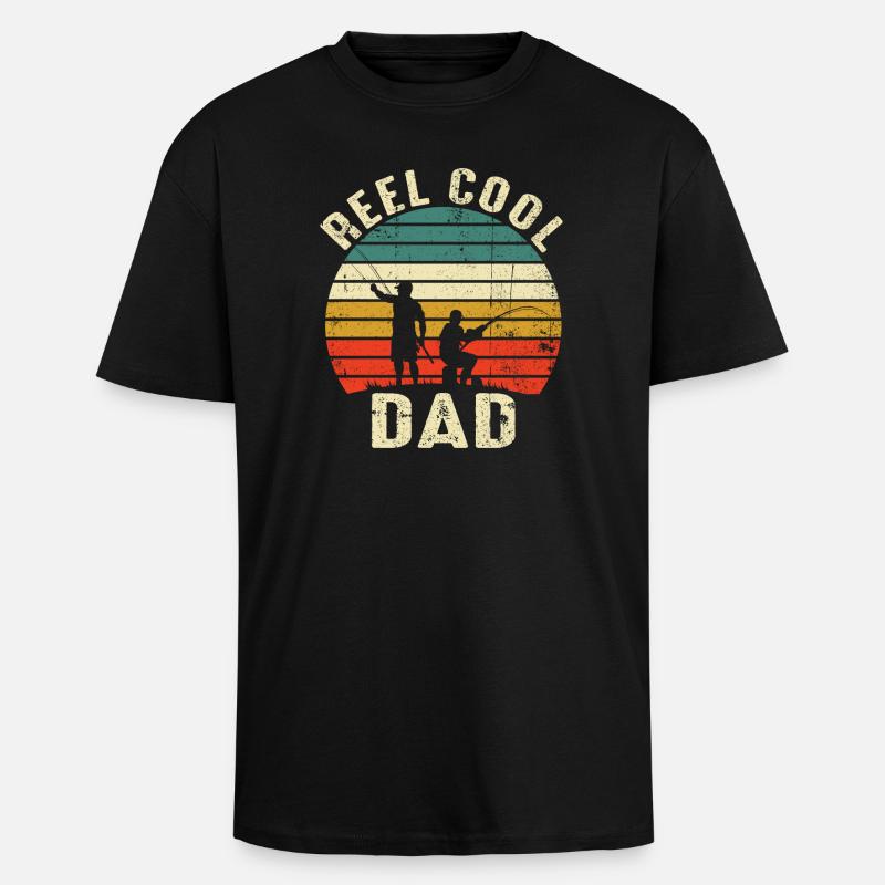 Moulinet Cool Dad Retro Sunset - T-shirt unisexe oversize épais - noir