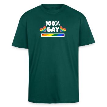 Herz Lgbt Statement Schwul Sexualität Bisexuell - Oversized Heavyweight Unisex T-Shirt - hunter Green - Vorne - Alina (178cm) & Michal (187cm)