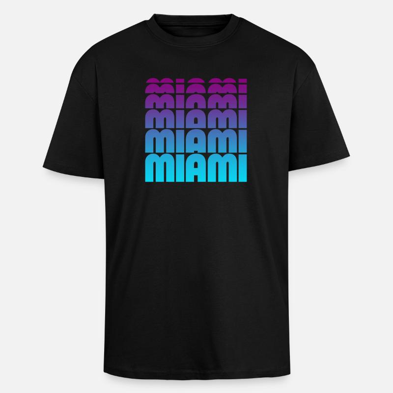 Miami Gradient Grid - Unisex Oversized Heavyweight T-shirt - black