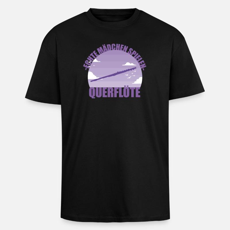 Querflöte Musikerin Instrument Mädchen Geschenk - Oversized Heavyweight Unisex T-Shirt - Schwarz