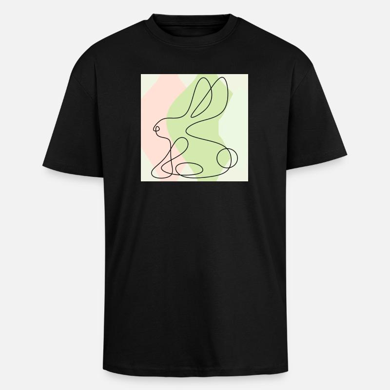 EASTER BUNNY LINE DRAWING - Unisex Oversized Heavyweight T-shirt - black