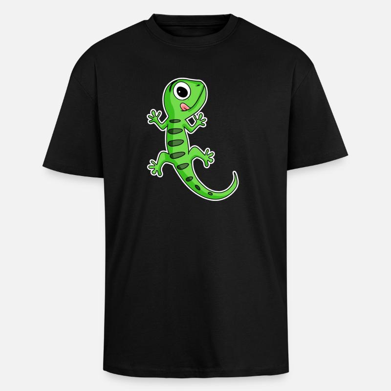 Gecko Lizard - Unisex Oversized Heavyweight T-shirt - black