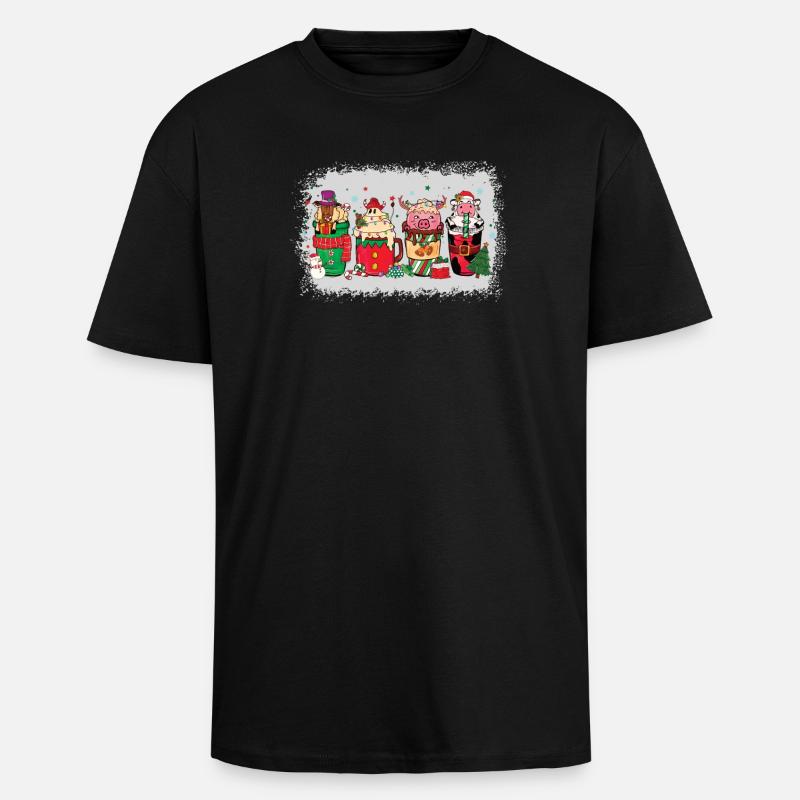Christmas coffee cup bleached - Unisex Oversized Heavyweight T-shirt - black