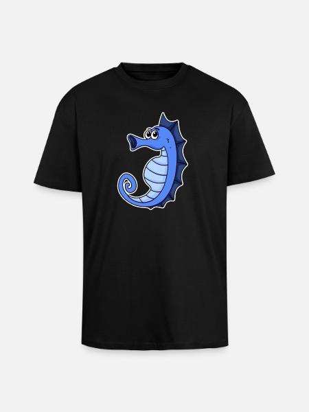 Seahorse Blue - Unisex Oversized Heavyweight T-shirt - black