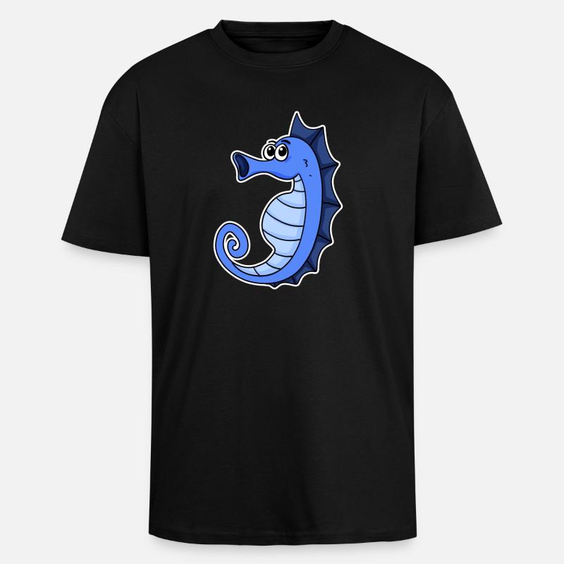 Seepferd Blau - Oversized Heavyweight Unisex T-Shirt - Schwarz