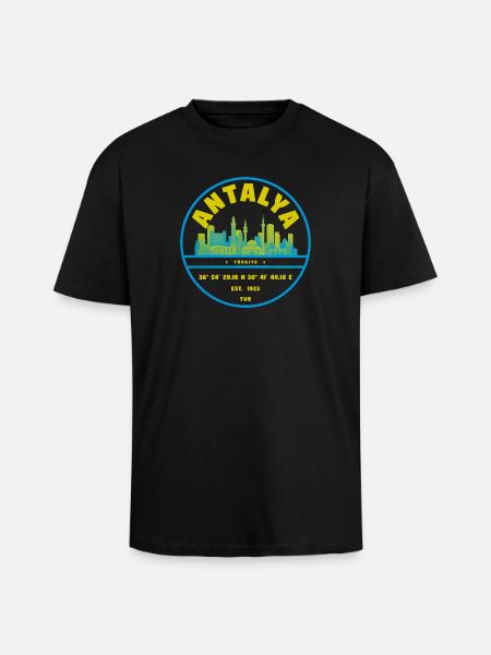 Antalya Skyline Badge Turkey - Unisex Oversized Heavyweight T-shirt - black