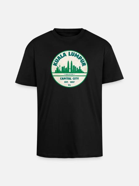 Kuala Lumpur Skyline Emblem - Oversized Heavyweight Unisex T-Shirt - Schwarz