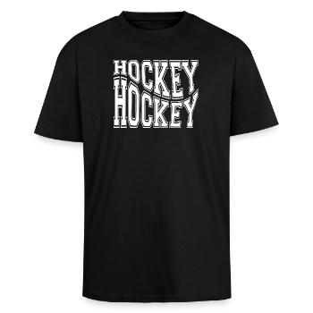 Hockey, Hockeyfan, Hockeysport - Oversized Heavyweight Unisex T-Shirt - Schwarz - Vorne - Alina (178cm) & Michal (187cm)
