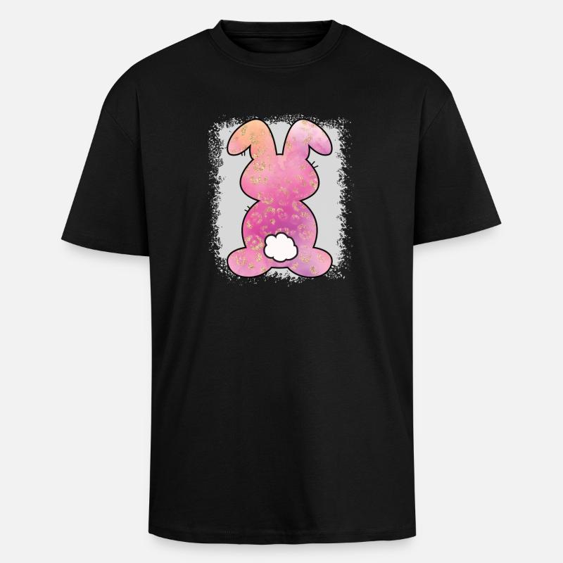 Imprimé léopard lapin blanchi Pâques - T-shirt unisexe oversize épais - noir