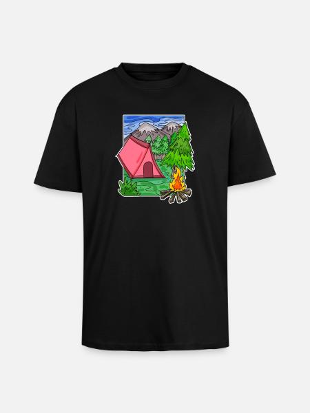 Camping Camping Motif - Unisex Oversized Heavyweight T-shirt - black
