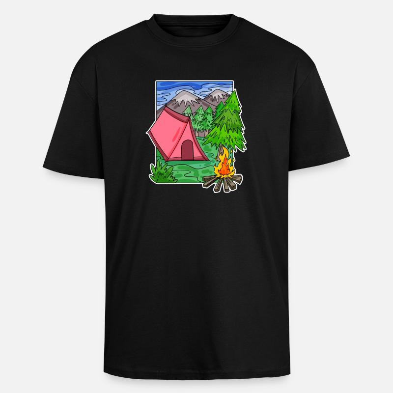 Camping Camping Motif - Unisex Oversized Heavyweight T-shirt - black
