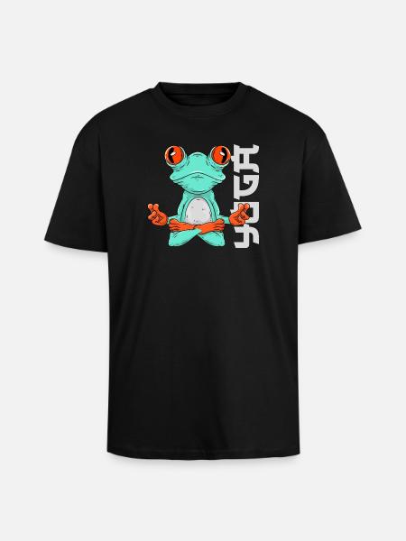 Frosch Yoga - Oversized Heavyweight Unisex T-Shirt - Schwarz