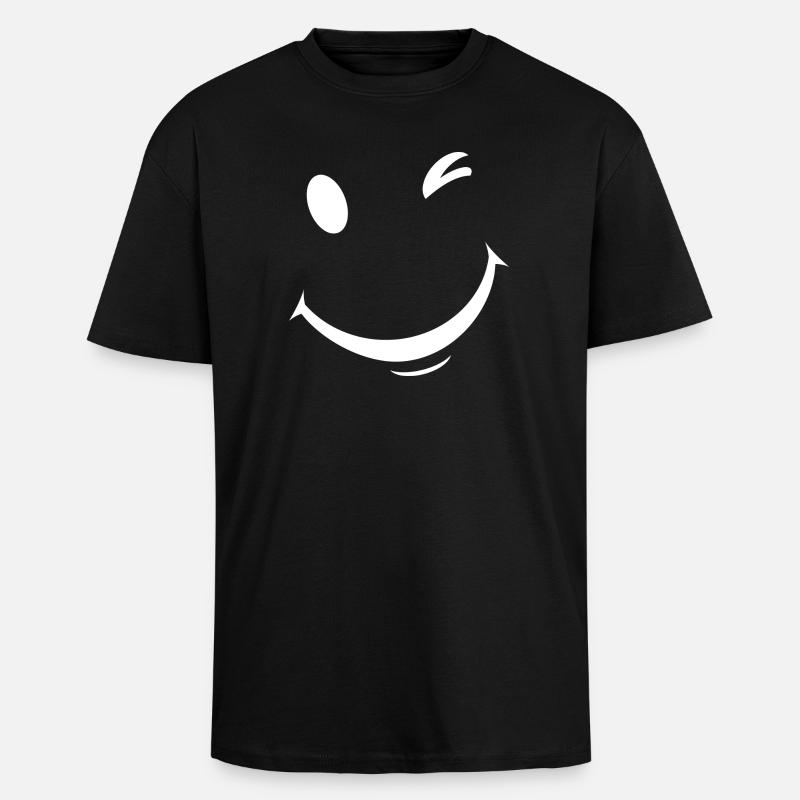 White wink expression - Unisex Oversized Heavyweight T-shirt - black