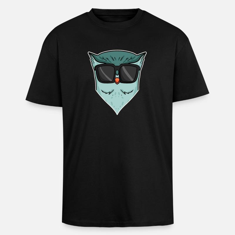 Eule mit Sonnenbrille - Oversized Heavyweight Unisex T-Shirt - Schwarz