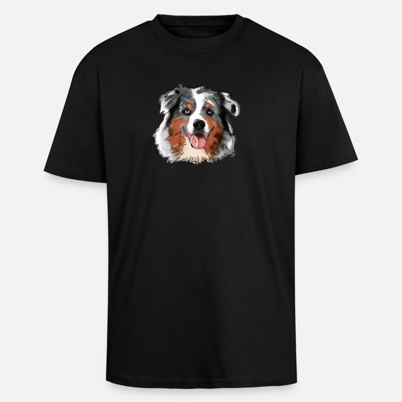 Australian Shepherd - Oversized Heavyweight Unisex T-Shirt - Schwarz