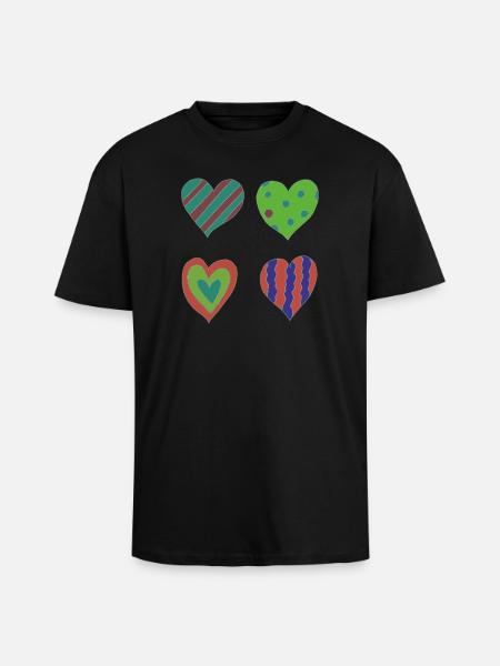 Heart Variation - Unisex Oversized Heavyweight T-shirt - black