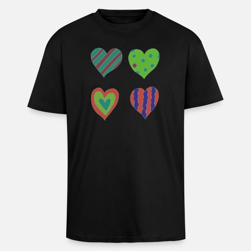 herzen variation - Oversized Heavyweight Unisex T-Shirt - Schwarz