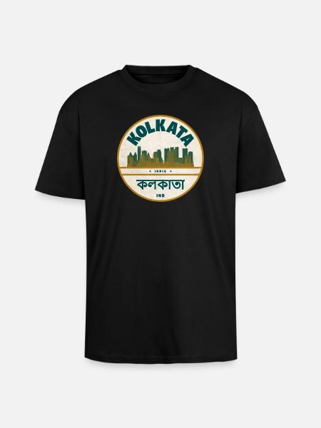 Kolkata Skyline Abzeichen - Oversized Heavyweight Unisex T-Shirt - Schwarz