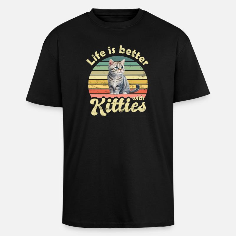 Katze Katzen - Oversized Heavyweight Unisex T-Shirt - Schwarz