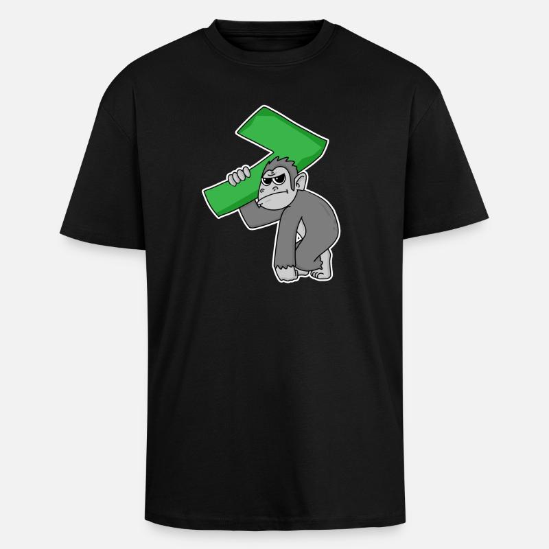 7 ans - 7e anniversaire - T-shirt unisexe oversize épais - noir