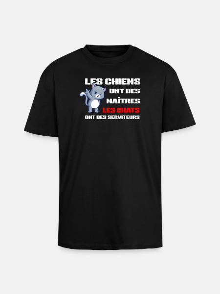 Chats Serviteurs et Chiens Maîtres - T-shirt unisexe oversize épais - noir