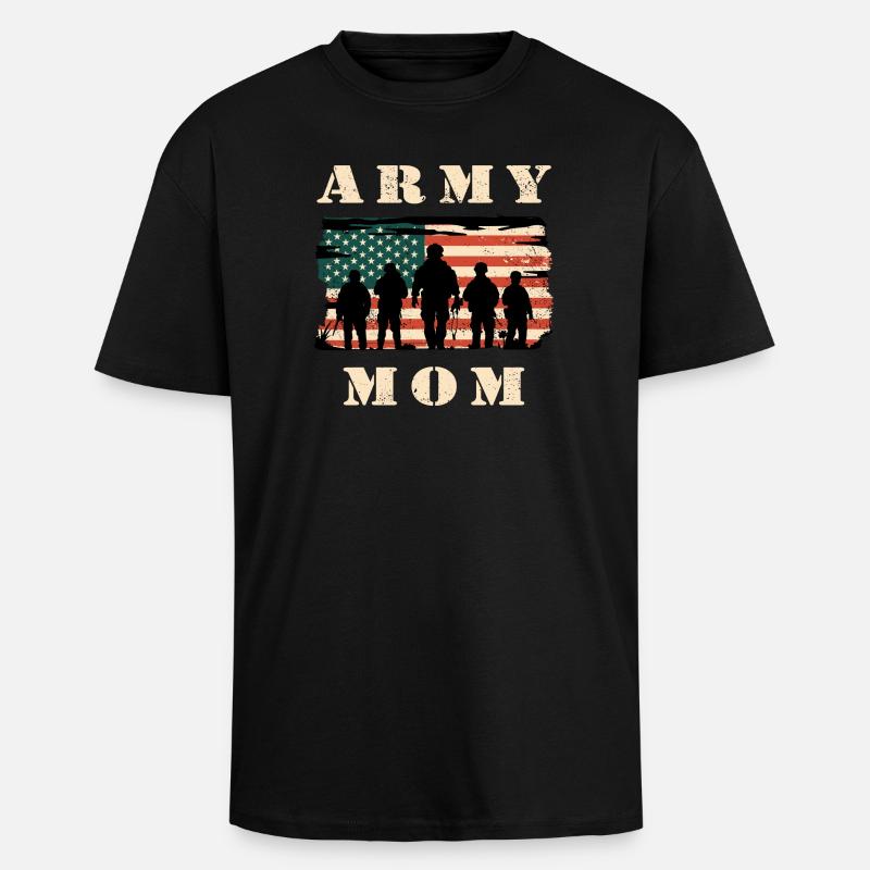 Armee Mutter mit USA Flagge - Oversized Heavyweight Unisex T-Shirt - Schwarz