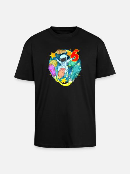 6 Years Birthday Boy Gift - Unisex Oversized Heavyweight T-shirt - black