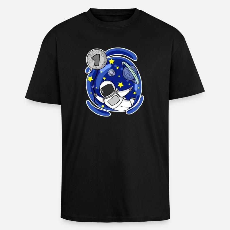 1 Jahr alt oder Einschulung - Oversized Heavyweight Unisex T-Shirt - Schwarz