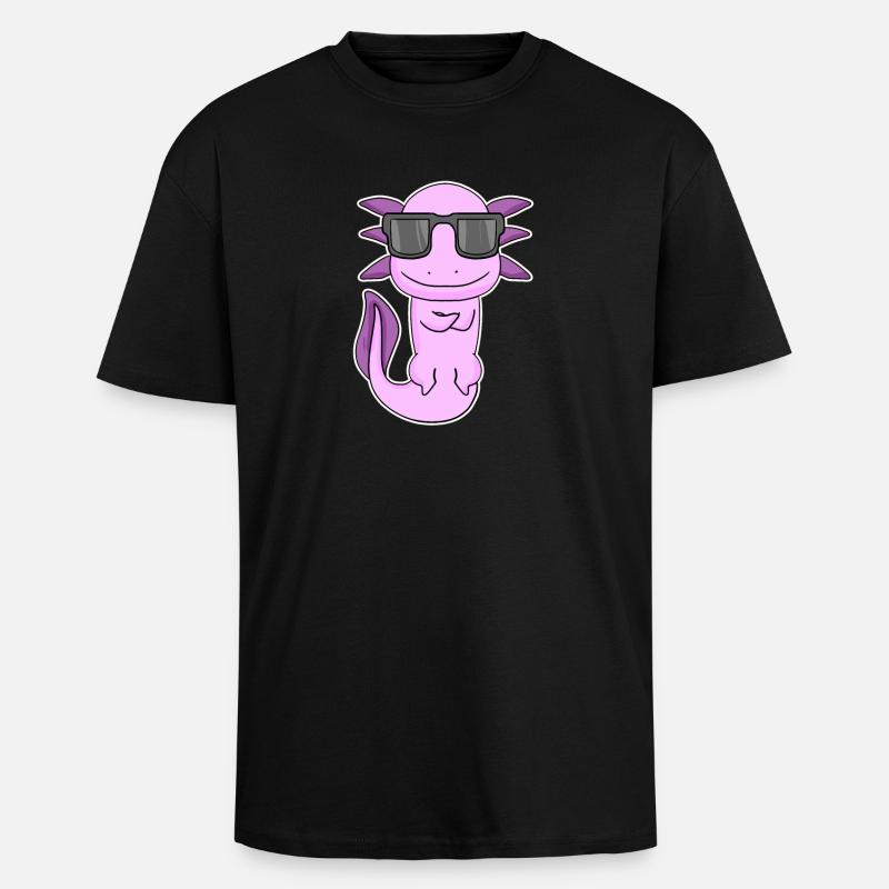 Axolotl mit Sonnenbrille - Oversized Heavyweight Unisex T-Shirt - Schwarz