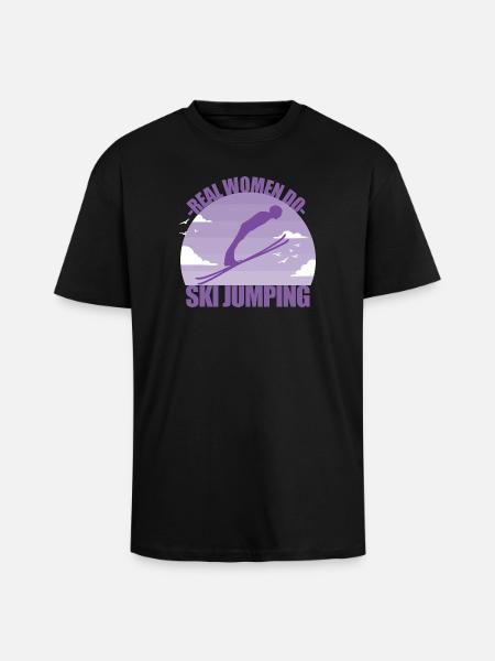 Skispringen Skispringerin Wintersport Geschenk - Oversized Heavyweight Unisex T-Shirt - Schwarz