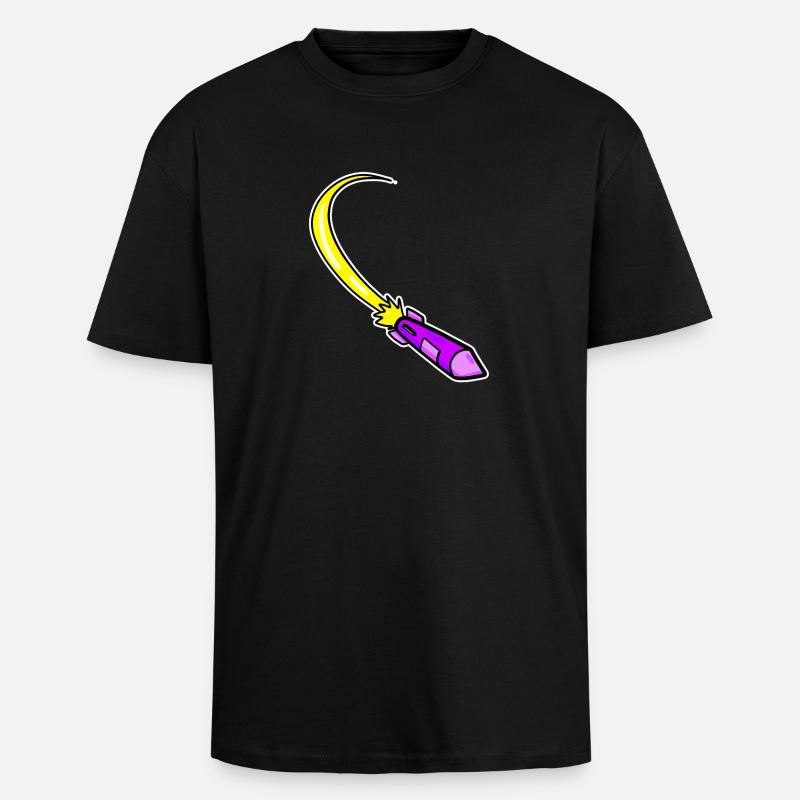 Fusée violette - T-shirt unisexe oversize épais - noir