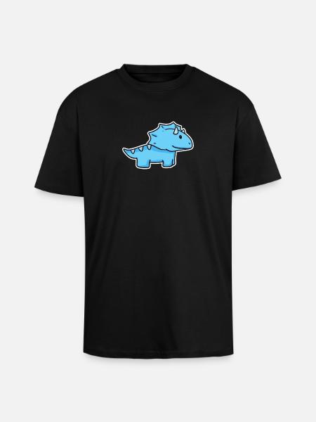 Dino Dinosaur Blue - Unisex Oversized Heavyweight T-shirt - black