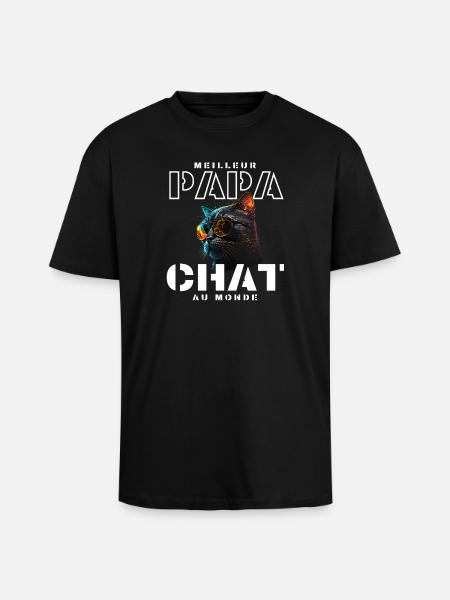 Chat neon lunettes arcenciel - T-shirt unisexe oversize épais - noir