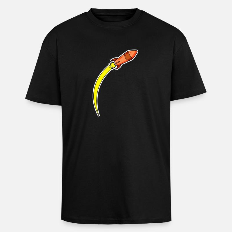 Fusée Orange - T-shirt unisexe oversize épais - noir