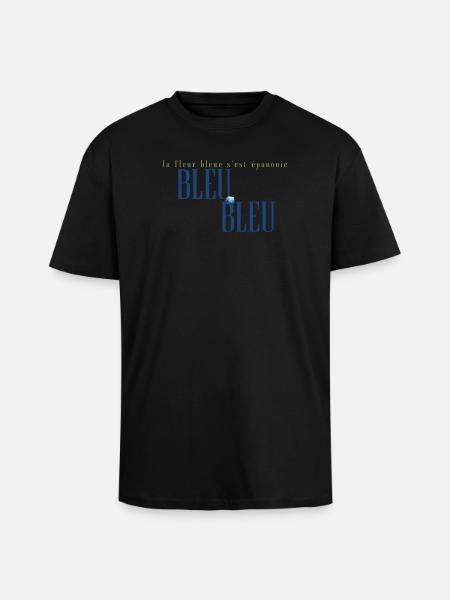Bleu Fleur Épanouie Artwork - Unisex Oversized Heavyweight T-shirt - black