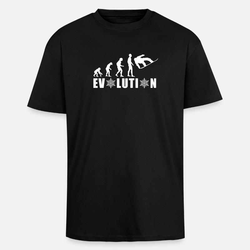 EVOLUTION SNOWBOARD Snow Winter Gift - Unisex Oversized Heavyweight T-shirt - black
