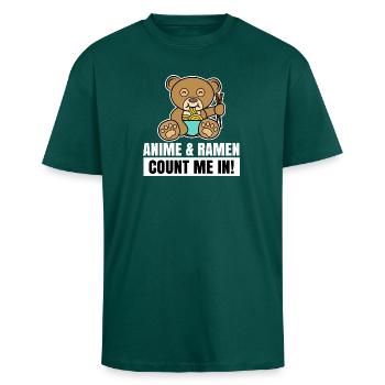 Cartoon Japan Déclaration Anime Manga Pop Culture - T-shirt unisexe oversize épais - hunter green - Devant - Alina (178cm) & Michal (187cm)