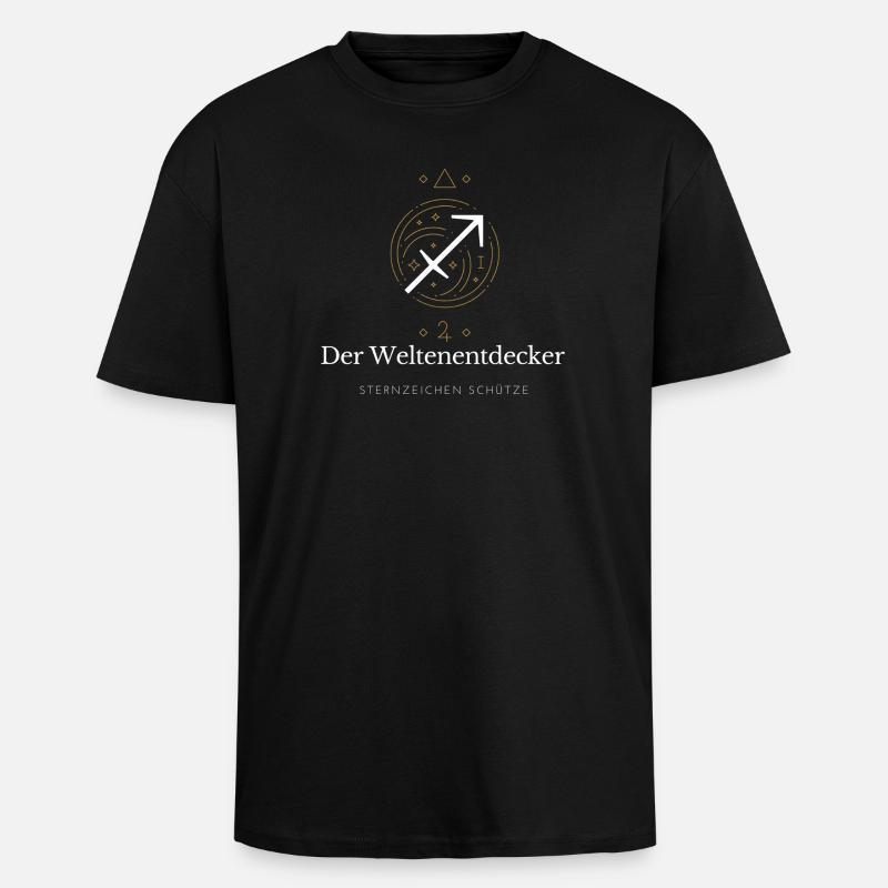 Der Weltenentdecker - Sternzeichen Schütze - Oversized Heavyweight Unisex T-Shirt - Schwarz