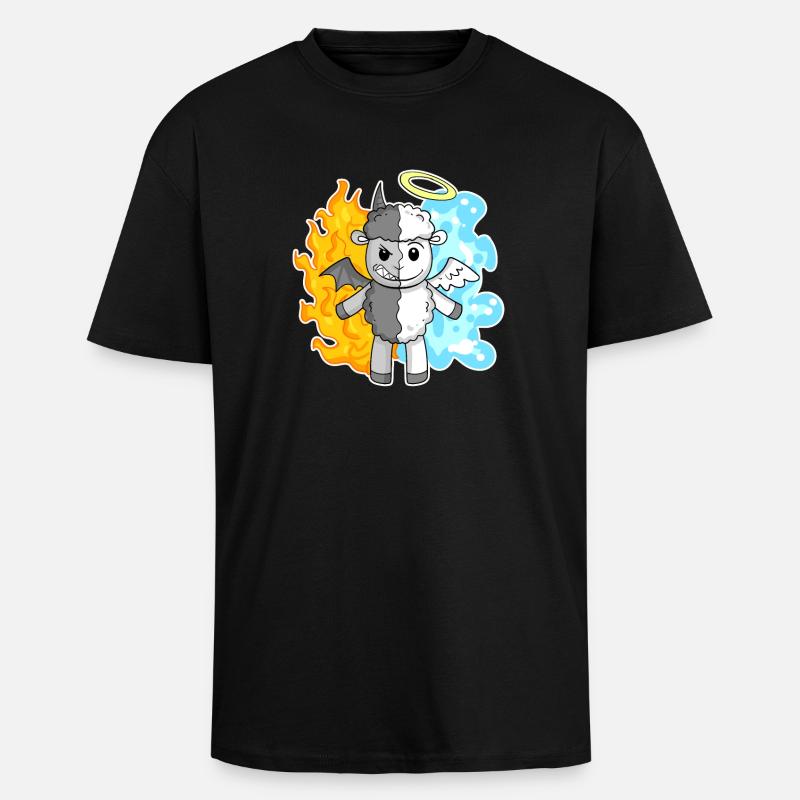 Sheep - Angels and Devils - Unisex Oversized Heavyweight T-shirt - black