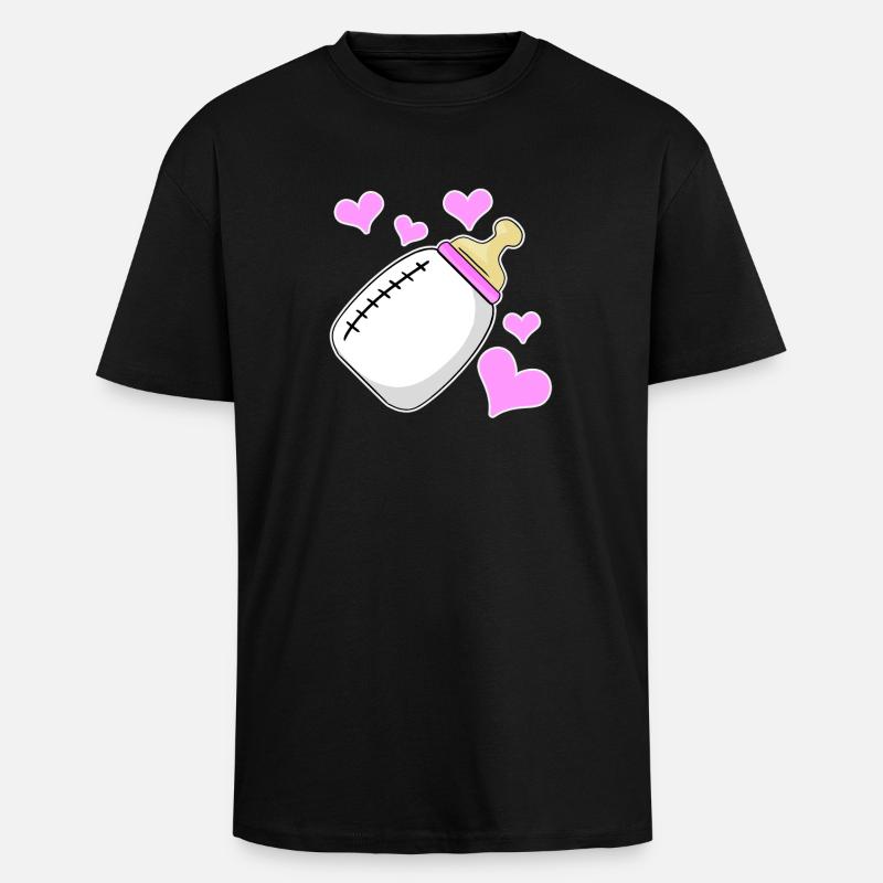 Tochter Milchflasche Mädchen Schwanger Geburt - Oversized Heavyweight Unisex T-Shirt - Schwarz