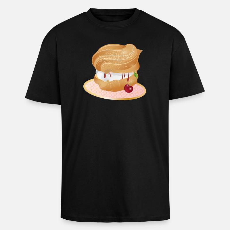 Mit Sahne und Kirsche gefüllter Windbeutel - Oversized Heavyweight Unisex T-Shirt - Schwarz