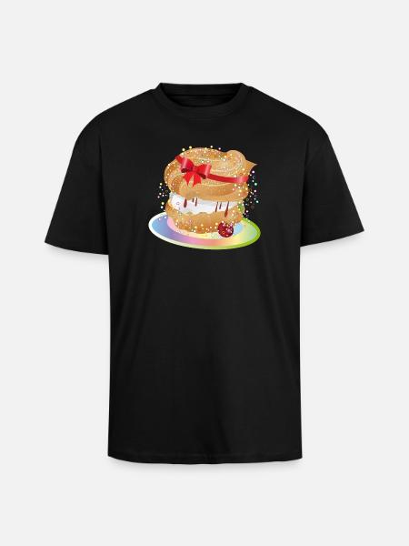 Ein gefüllter Windbeutel mit Geschenkschleife - Oversized Heavyweight Unisex T-Shirt - Schwarz