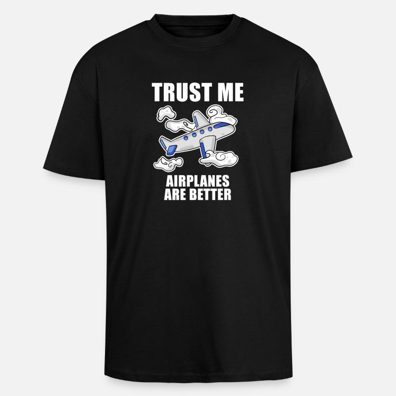 Airplanes Airplane Pilot Gift - Unisex Oversized Heavyweight T-shirt - black
