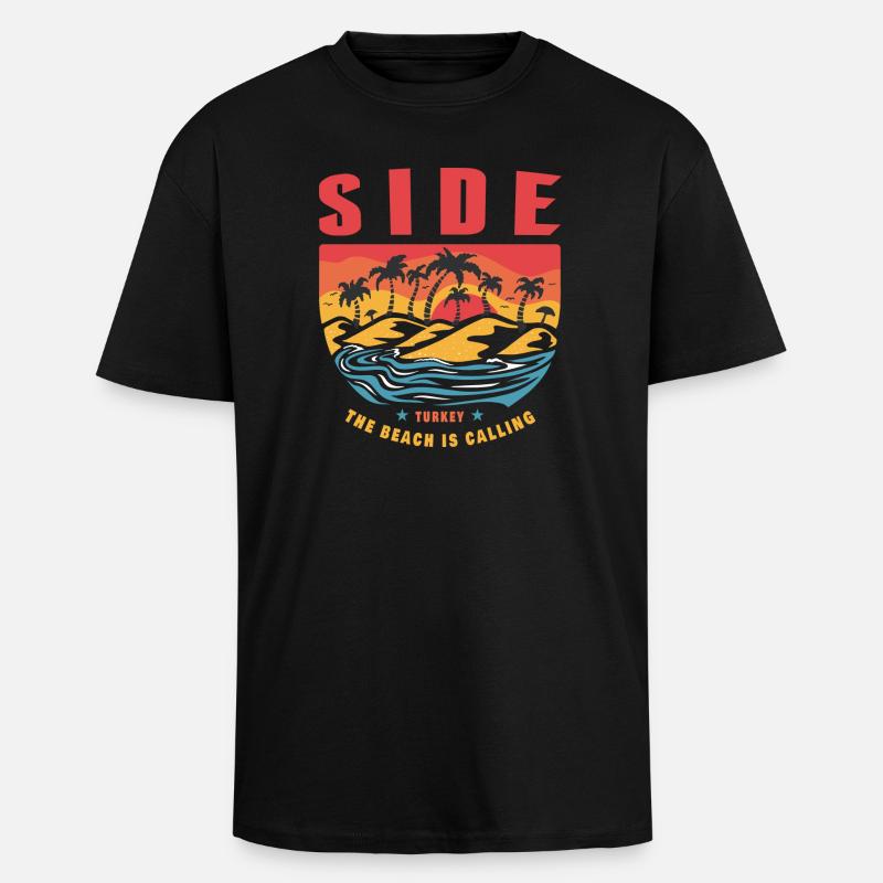 Side Türkei Palmen Deisgn - Oversized Heavyweight Unisex T-Shirt - Schwarz