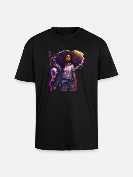Vivid Afro-style footballer - Unisex Oversized Heavyweight T-shirt - black