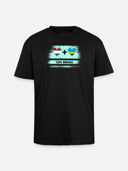 Rwanda og Nederland 100% Genius flagg - Unisex oversized t-skjorte i kraftig kvalitet - svart