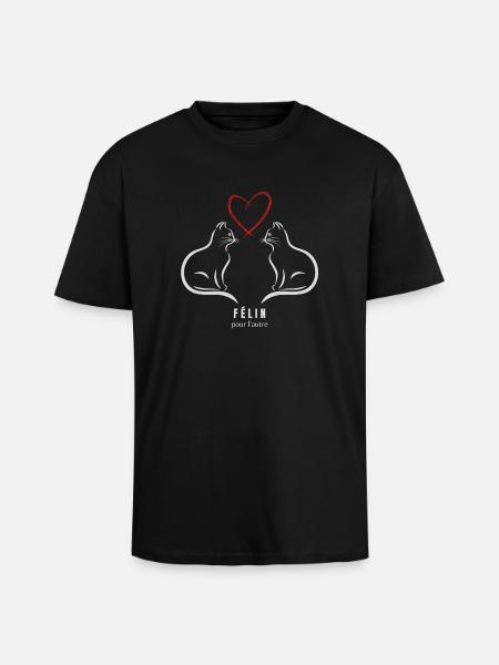 Félin pour l autre Blanc - T-shirt unisexe oversize épais - noir