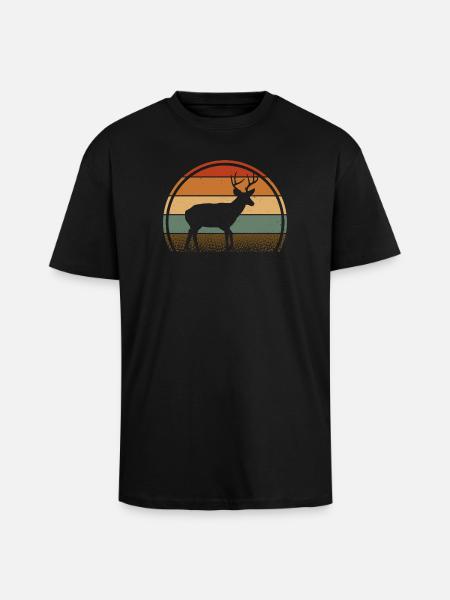 Cerf - T-shirt unisexe oversize épais - noir
